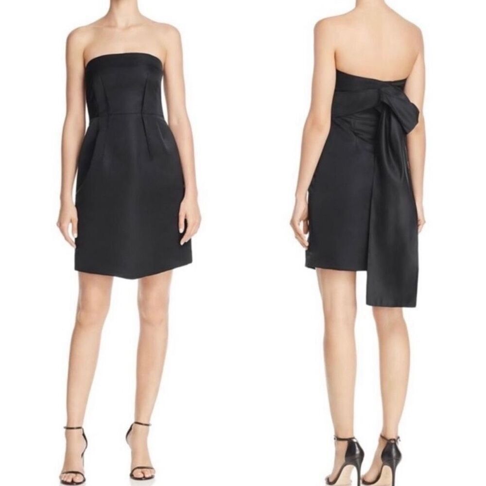 Theory Simmey Strapless Little Black Bow Dress size 6 Wedding Guest Dress Formal